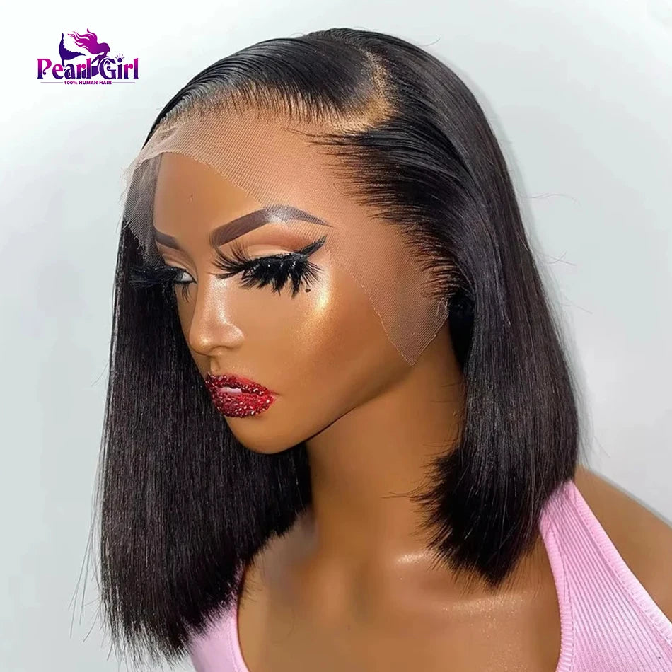 Babs Short Human Hair Wigs 13x4 Straight Bob Wig Pre Plucked Remy Hair 4x4 Lace Closure Glueless Wig For Women 200% Density 14 Inch