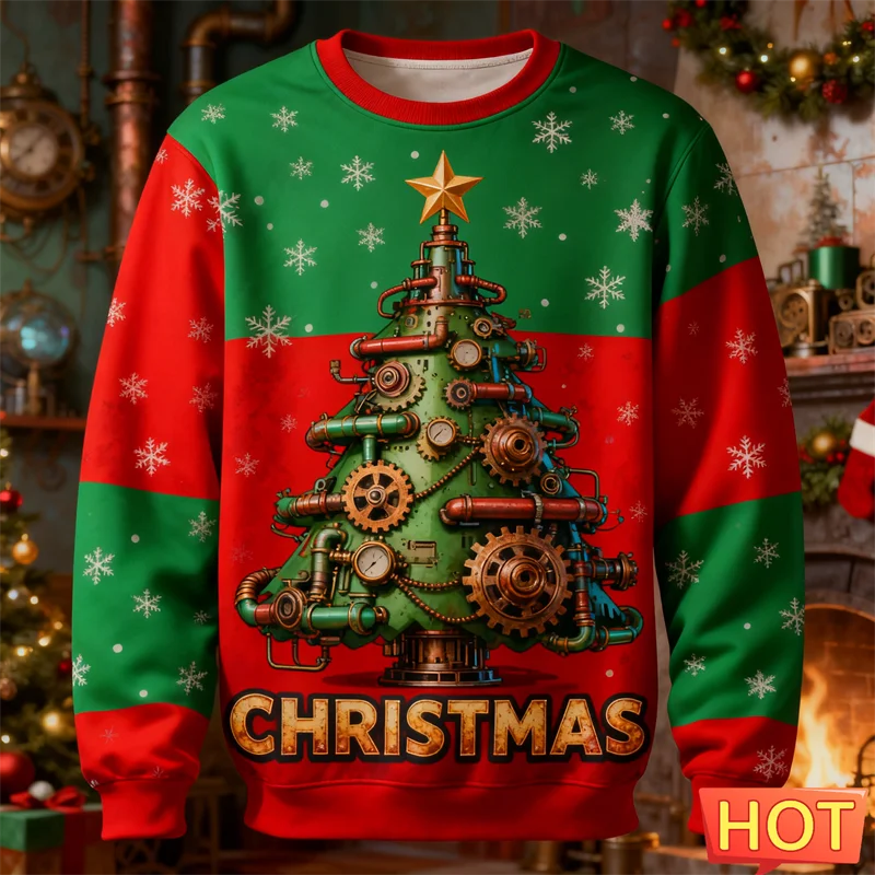 Maxy New Fashion Ugly Christmas Sweater For Men Trendy Santa Claus Animal Alien 3D Printed Sweatshirts Casual Oversized Pullover