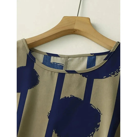 Maxy Summer New Bohemian Casual Dresses Vintage Women's Cotton Printed Dresses Womens Floral Long Dresses Round Neck Pullover Dresses