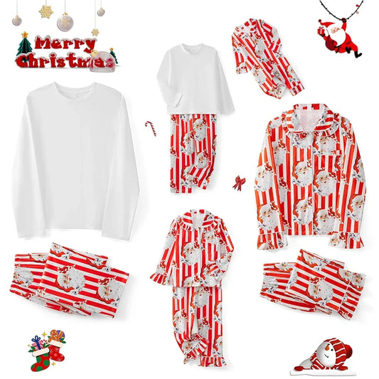 hirigin Women 2 Piece Satin Christmas Pajamas Set Holiday Print Long Sleeve Sleepwear Santa Button Down Family Matching Pj Set