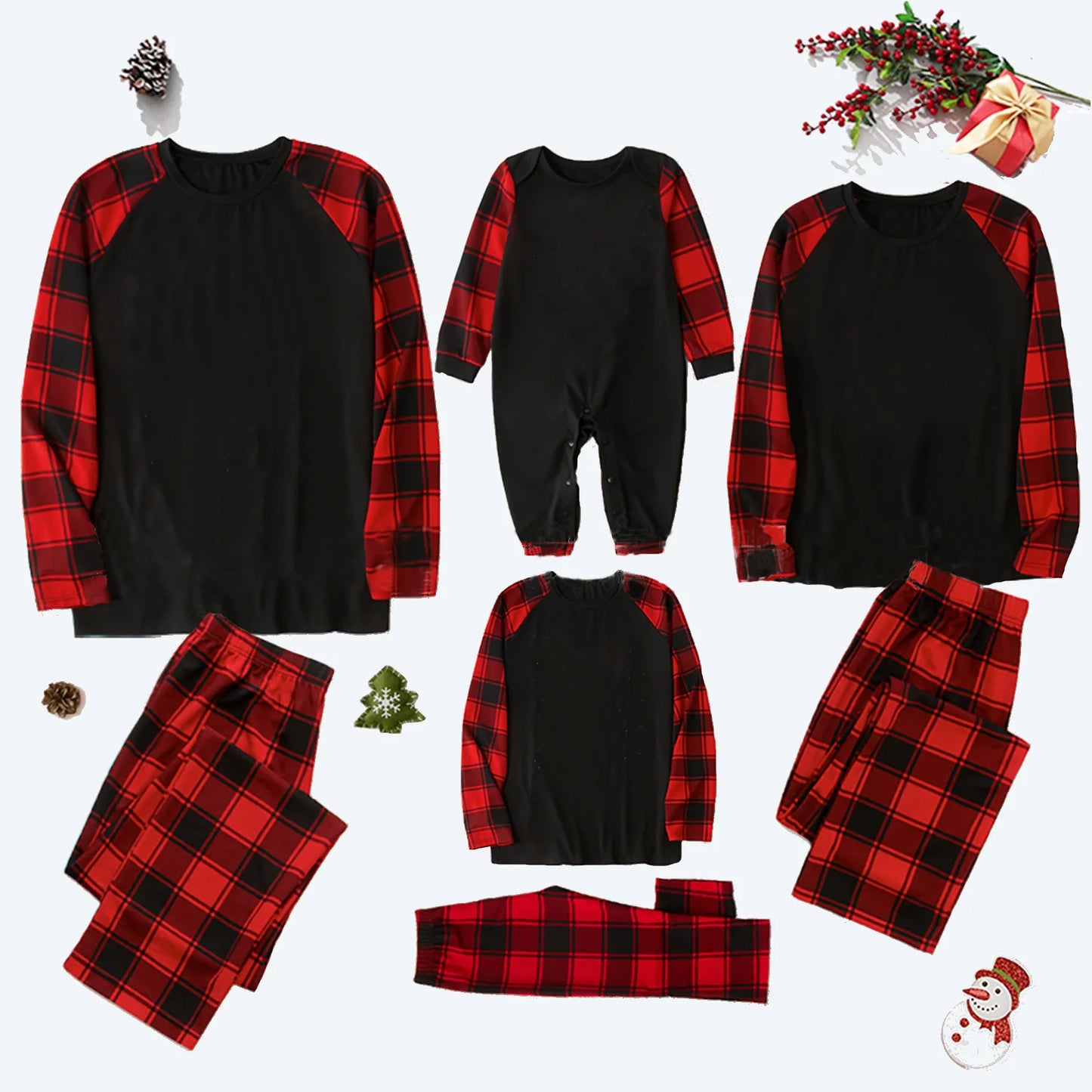Maxy Christmas Family Matching Outfits Mom Dad Kids 2 Pieces Pajamas Set Baby Rompers Casual Loose Sleepwear Xmas Family Look Pyjamas