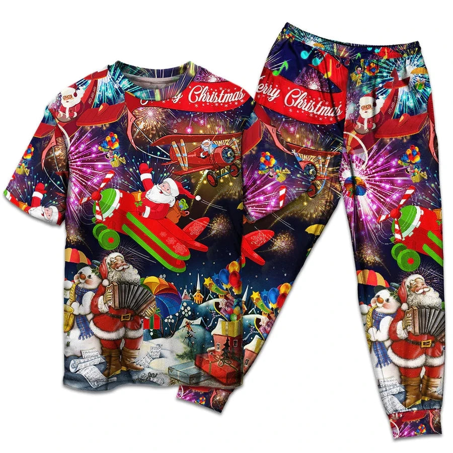 Christmas Snowman In Love So Happy Xmas Painting Style - Pajamas Short Sleeve 3D All Over Printed Kids Pajamas Cosplay Clothes