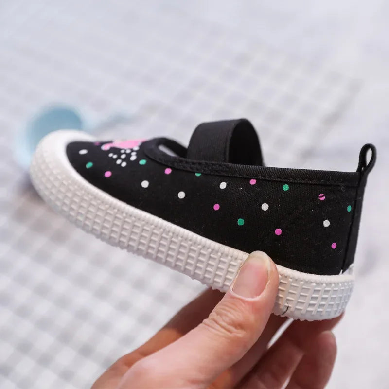 Maxy Fashion Girls Shoes Sweet Cute Children's Canvas Sneakers for Toddlers Baby Girl Size 21-30 Kids Casual Shoes Cartoon