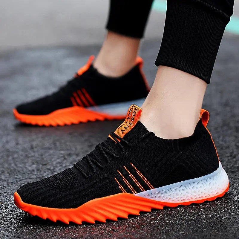 Plus Size Light Weight Air Mesh Men Sport Shoes Women Sneakers Man Black Orange Breathable Running Shoes Men's Sports Gym D-436