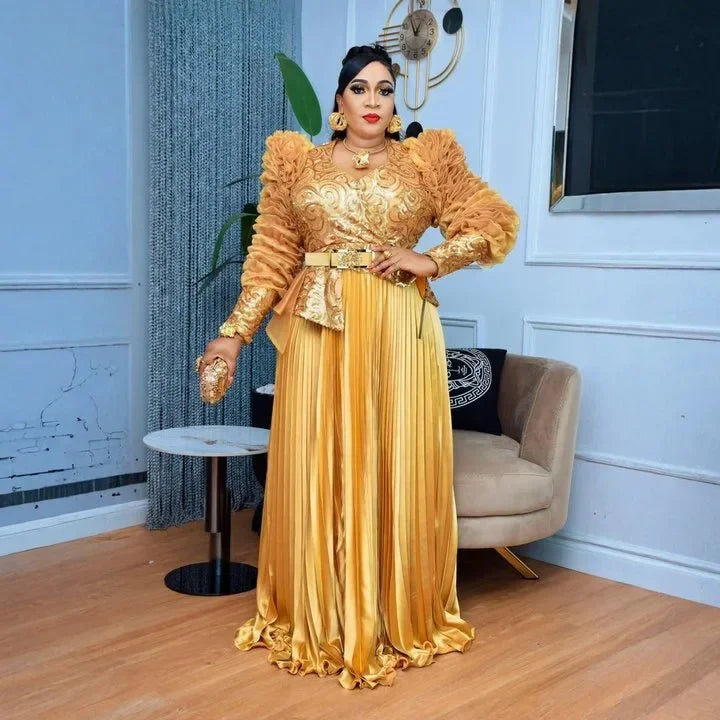 Maxy Elegant African Dresses for Women Wedding Evening Party Gown Sequins Ankara Dashiki Africa Clothing Turkey Kaftan Dubai Abayas