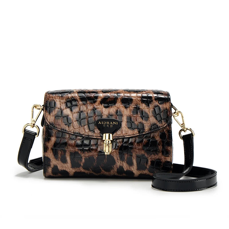 Maxy New Luxury Designer Leopard Genuine Leather Handbags Ladies Fashion Tote Leather Shoulder Women Bags