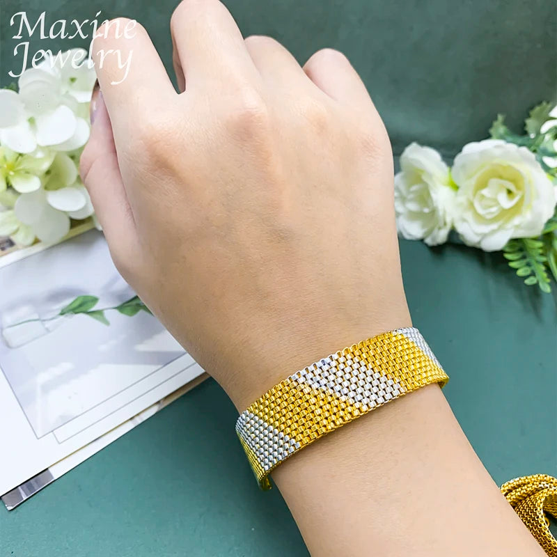 Maxy 18K Gold Plated Jewelry Set for Women Punk Chunky Necklace Earrings Bracelet Dubai Luxury Jewellery African Wedding Party Gift