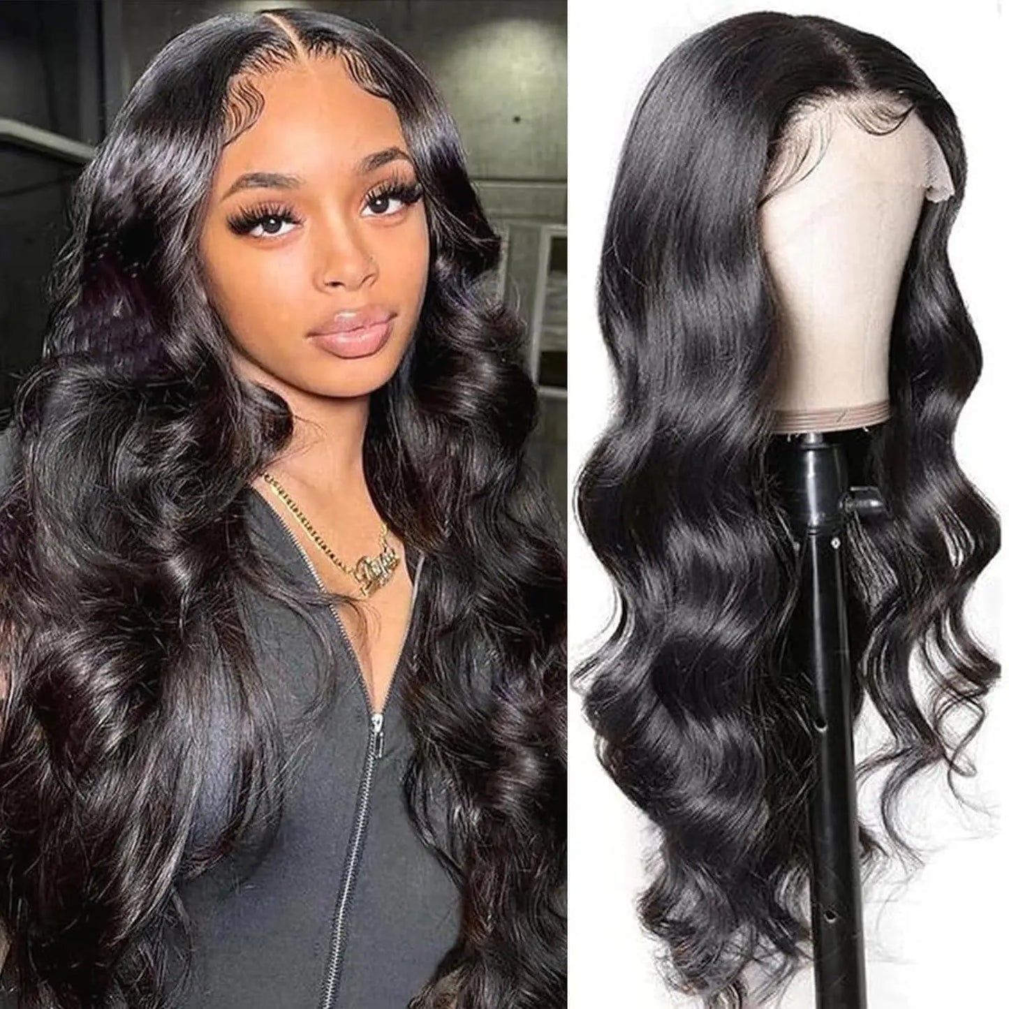 Maxy 100%  Human Hair, 250% Density Glueless HD Transparent Lace Front Wigs   (16-32 Inch)  13x4 Body Wave Lace Front Wigs