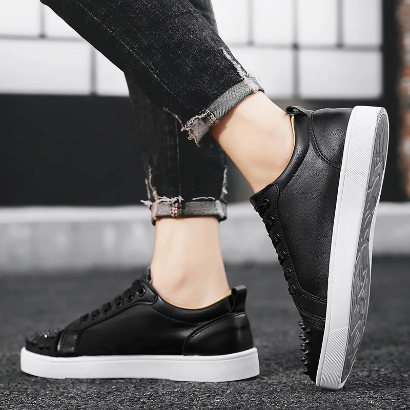 Amay Sneakers for Men White New Hot Outdoor Sports Stylish Lightweight Flat-soled Wear-resistant Breathable Lace-up Casual Shoes