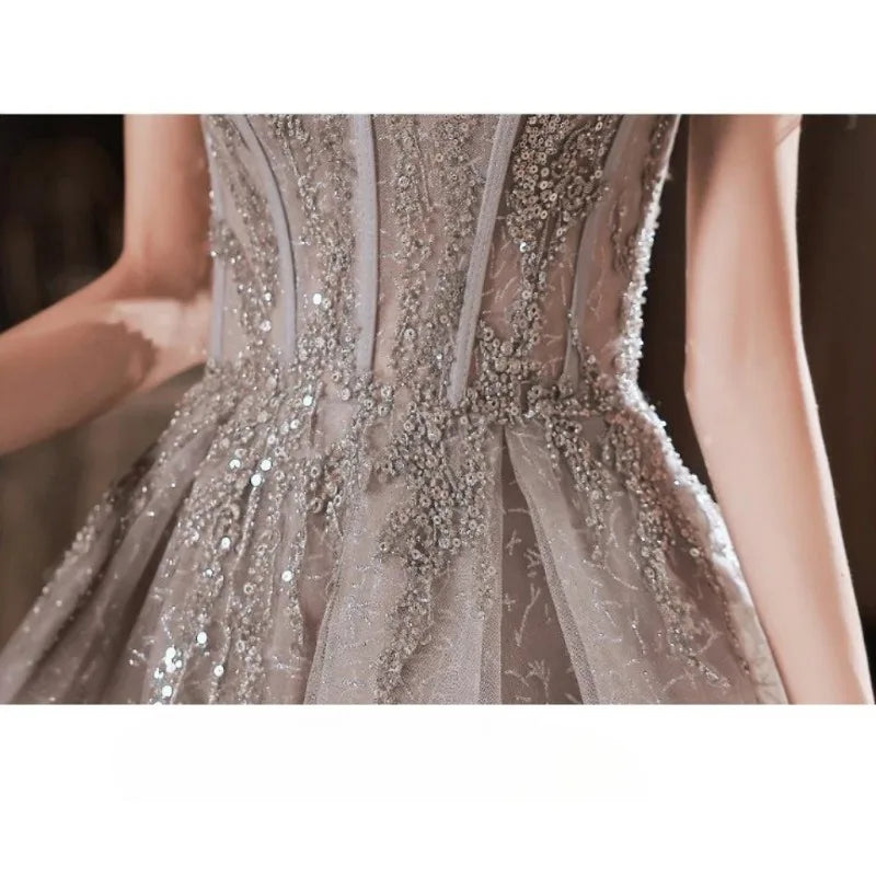 Maxy Banquet Evening Dress for Women New Style Spring and Summer One Shoulder Elegant Annual Meeting Host Fairy Style Birthday Dress
