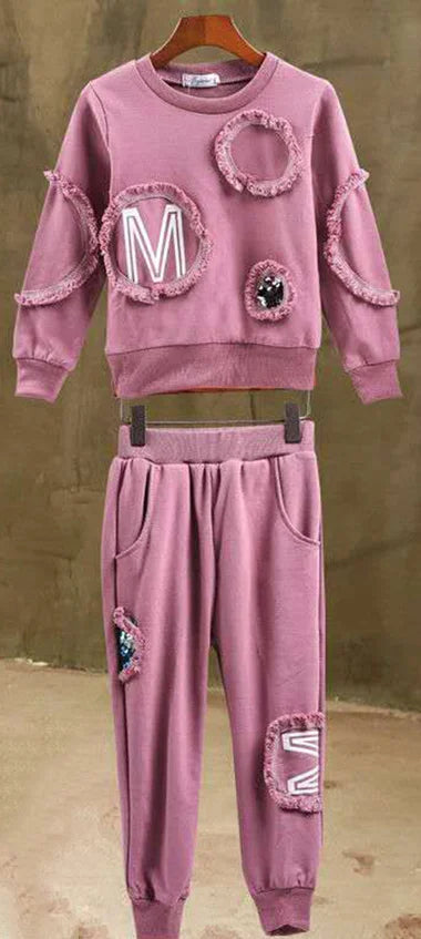 Babs Spring Clothes Sets Toddler Girls Kids Girl Sweatshirt+ Pant 2 Pcs Set Autumn Children Girl Clothing Outfits For 3T -13 Yrs