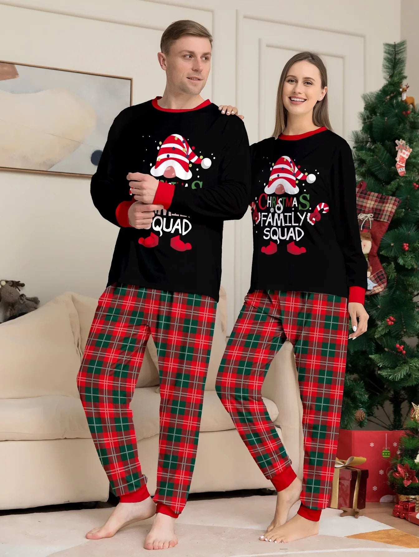 New Christmas 2024 Adults Kids Matching Pajamas Set Long Sleeve 2 Pieces Suit Homewear Baby Dog Romper Family Look Loose Pyjamas