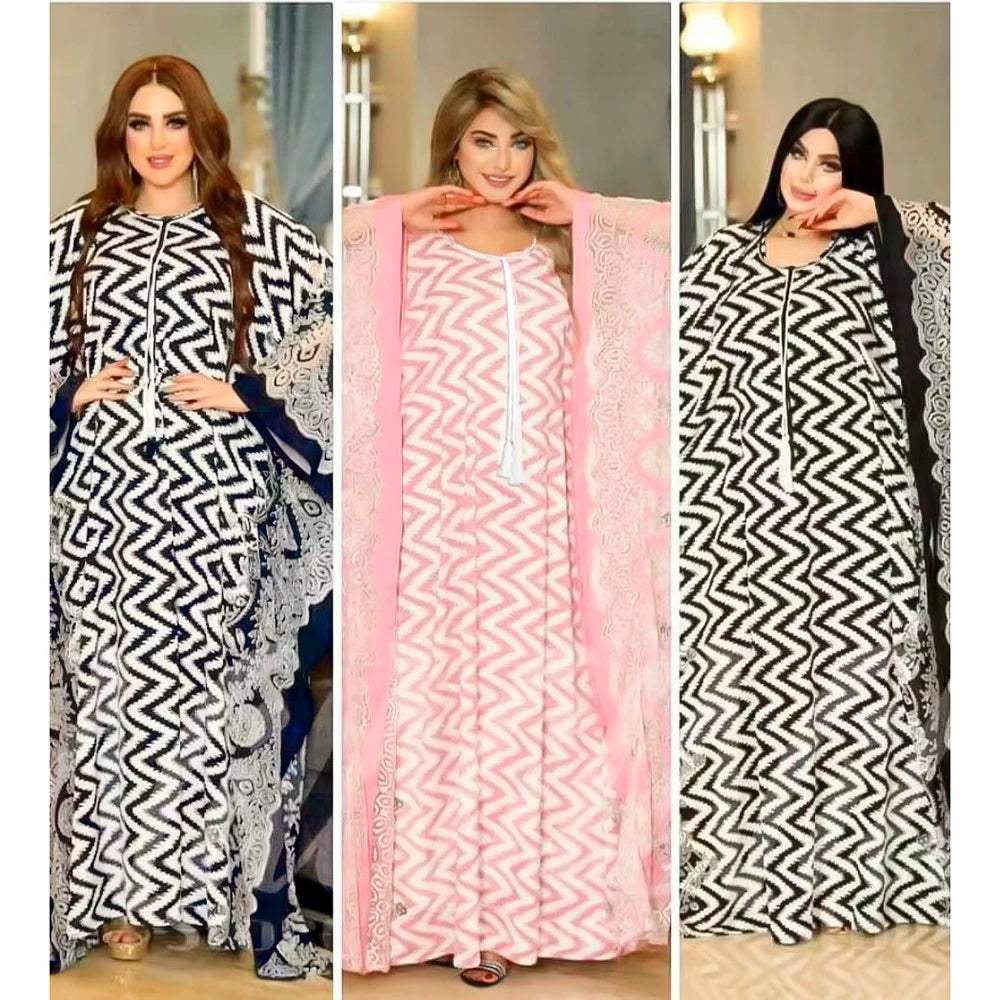 Maxy Dress Set For Woman Dubai Turkey Muslim Kaftan Hijab Abayas Plus Size Elegant Maxy Long Dress Wedding Festival Clothing
