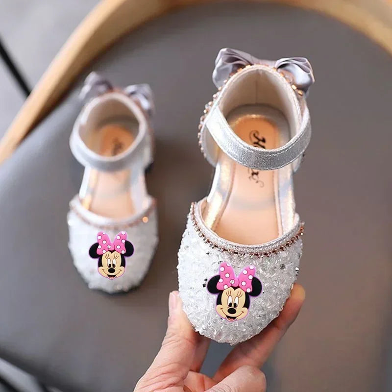 Maxy Disney Mickey Mouse Girls Show Shoes Summer New Girls Baby Princess Shoes Children Baotou Soft Sole Crystal Shoes Sandals