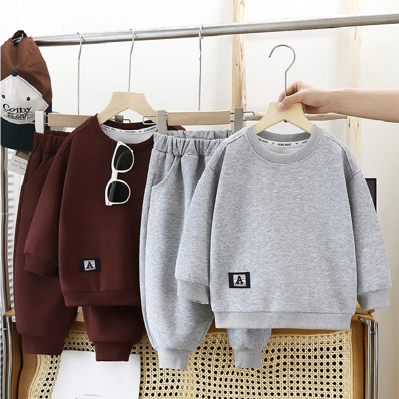 Maxy New Sportwear Clothing Sets Spring Autumn Kids Sport Sweatshirt Pants 2Pcs Suit Boys Girls Casual Pullover Outfits 2-12 Years