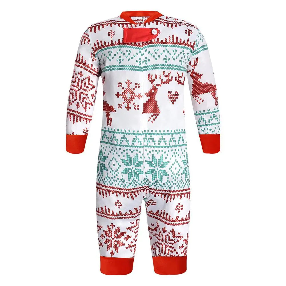 Family Christmas Pajamas Parent-child Outfit For Family Christmas Deer Reindeer Printed Long Sleeve Tee And Bottom Loungewear