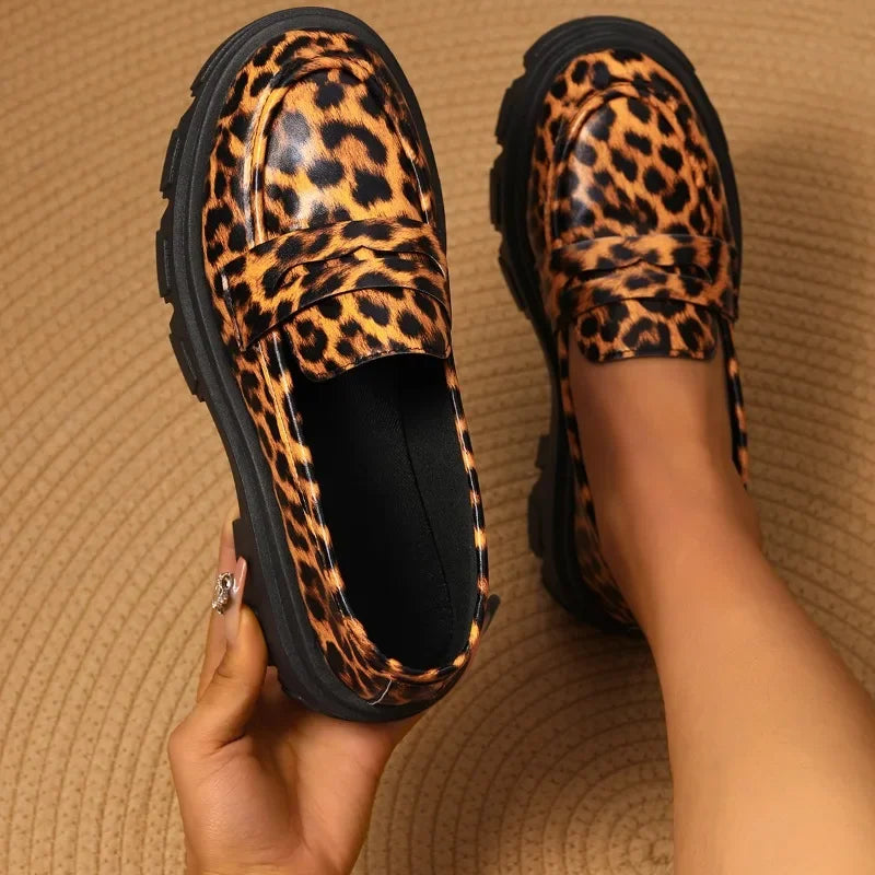 Amay Ladies Shoes high quality loafers Women's High heels Fashion leopard print Office and Career hot sale Plus Size heels women