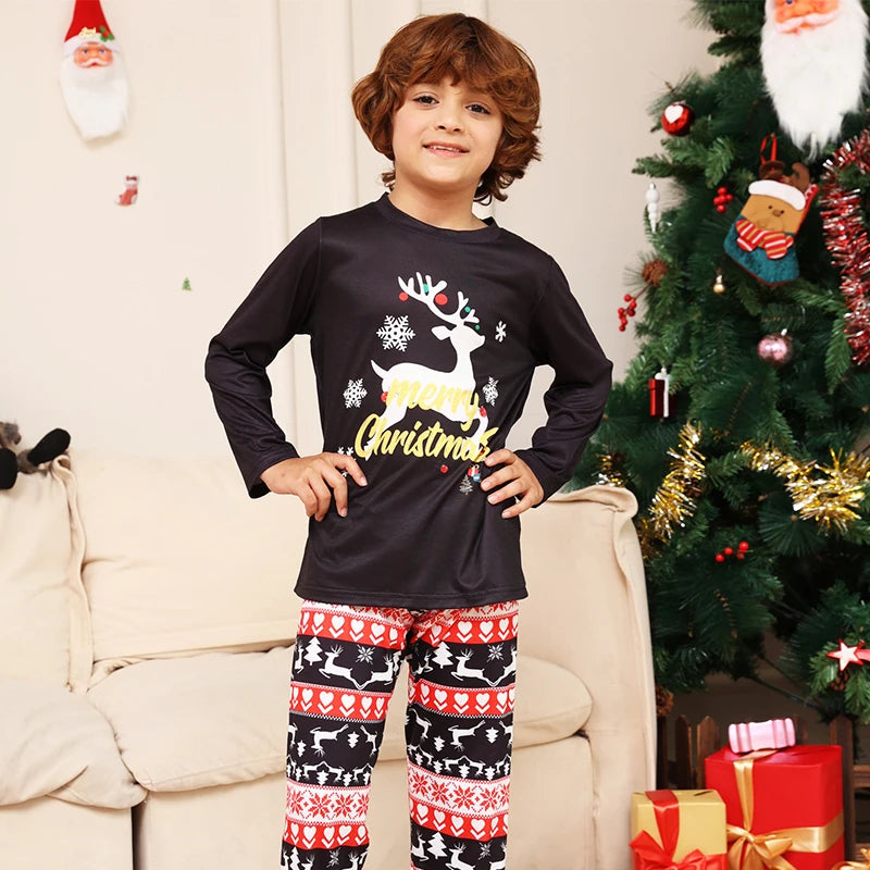 New 2024 Matching Christmas Pajamas Family Set Elk Adult Kids Baby Xmas Family Outfits Tops+Pants 2PCS Sleepwear Pyjamas Clothes