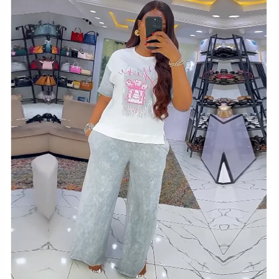 Maxy 2 Piece Women Sets Dashiki African New Arrival Spring Summer Matching Sets Two Pieces Sets Top Pants Suits Outfits Clothing