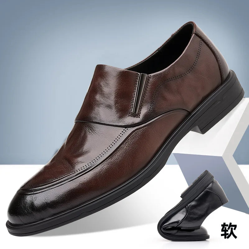 Visco Men's shoes autumn new style men's British business casual leather shoes trend four seasons pointed loafers