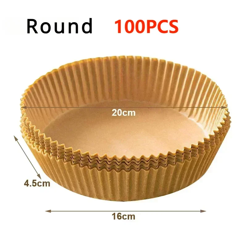 Maxy 23CM Air Fryer Disposable Baking Paper Liner Non-Stick Mat Steamer Square Round Parchment for Microwave Oven Kitchen Cookers