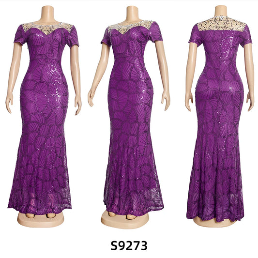 Maxy Plus Size African Party Dresses for Women Ankara Dashiki Sequin Wedding Evening Gowns Outfits Luxury Dubai Kaftan Abaya Robe