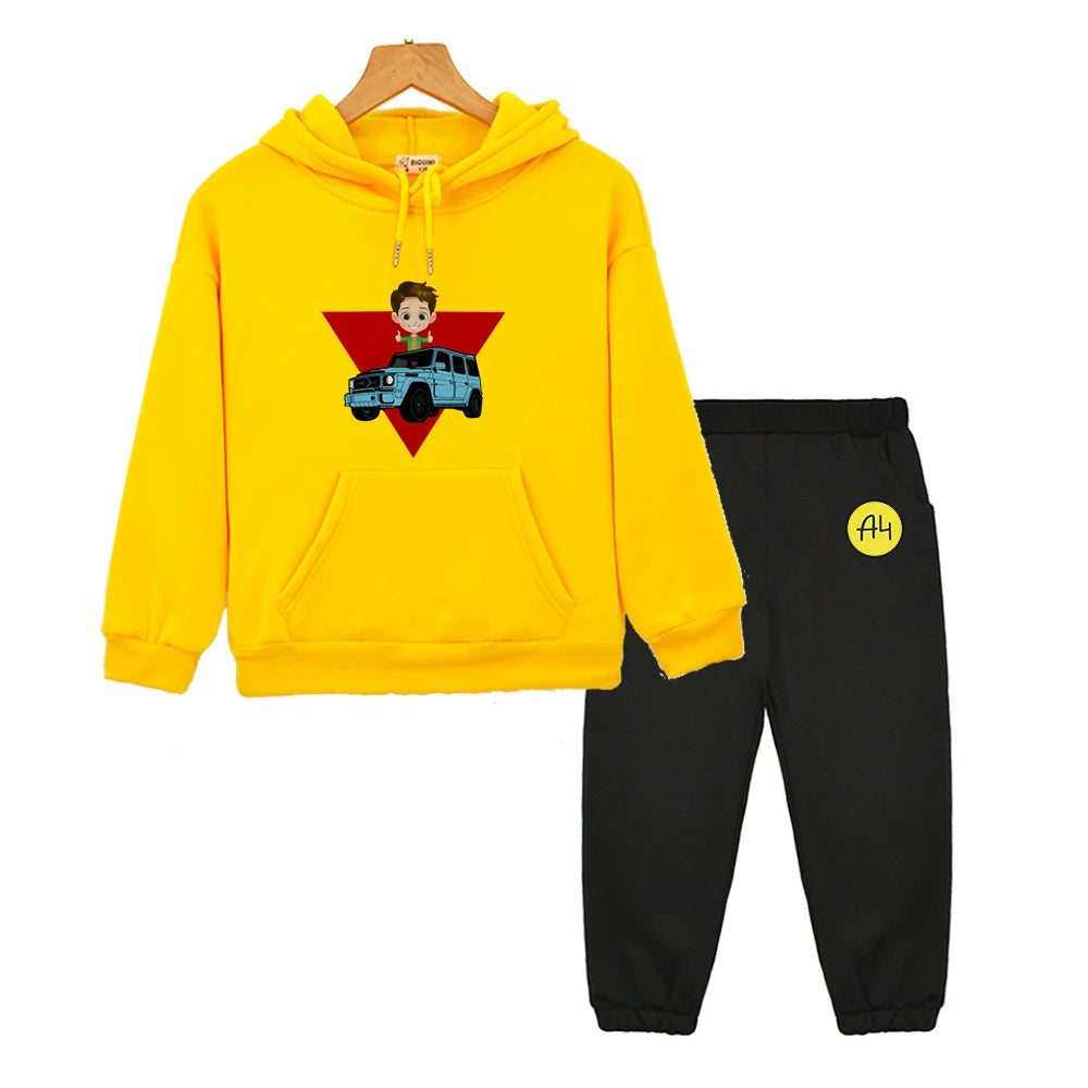 Maxy Kids Merch A4 Hoodie for Boy Suit мерч а4 Sweatshirt with Hood Children Costume Set Child Toddler Girl Winter Clothes Top Pants