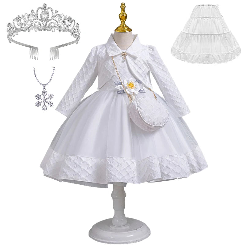 Babs 3Piece Fashion Girls Wedding Bridesmaid Full Sleeve Coat + Dress + Bag Clothing Set Formal Occasion Children's Communion Dresses