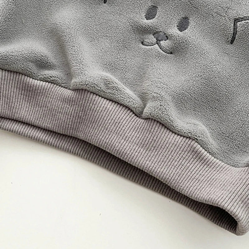 Maxy Children's Warm Fleece Suit Tracksuit Set for Boy Girl Baby Clothes Fall Winter Insulated Sweatshirt Pants Sportwear