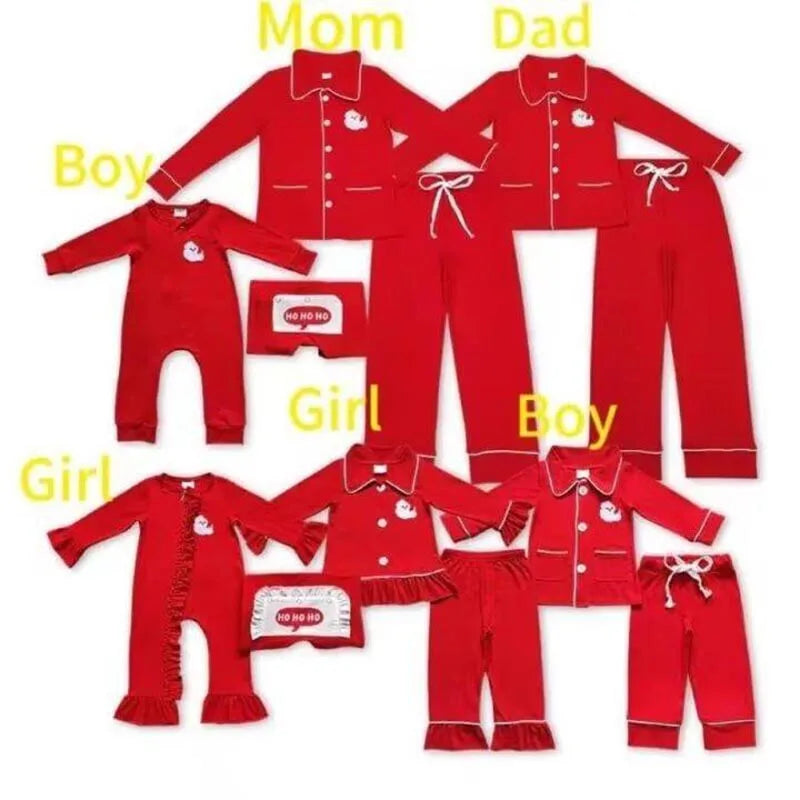 Christmas Family Matching Max Clothes Kids Pajamas Rompers And Adults Outfits Red Cotton Children Boutique Clothes