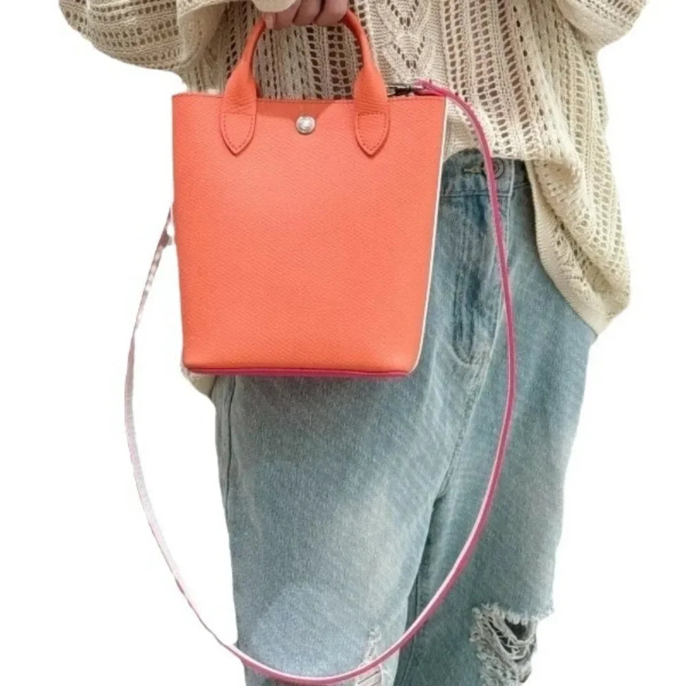 Maxy High quality new cowhide large capacity multifunctional bag, shoulder bag, color blocking handbag, hand-held bucket, women's bag