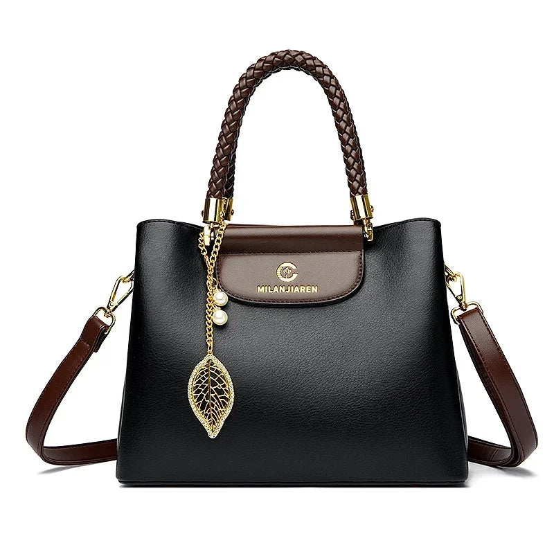 Maxy Genuine Soft PU Leather Handbags for Women Vintage Shoulder Tote Bag Luxury Designer Ladies Large Capacity Purse Bags Sac A Main