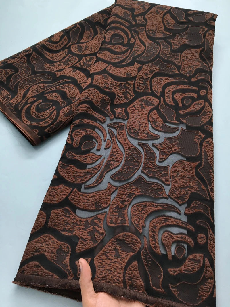 Maxy Brocade Jacquard Lace Fabric African Gilded Lace High Quality Damask Lace Fabric Luxury for Women Party Dresses Sew,2.5yards4224