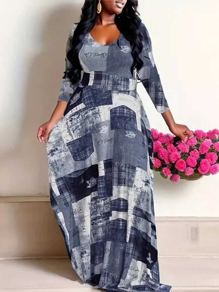 XL-5XL Plus Size Clothes Dresses Women Robes Summer Autumn Long Sleeve Street Style Casual 3XL 4XL Big Size Maxi Dress Oversize