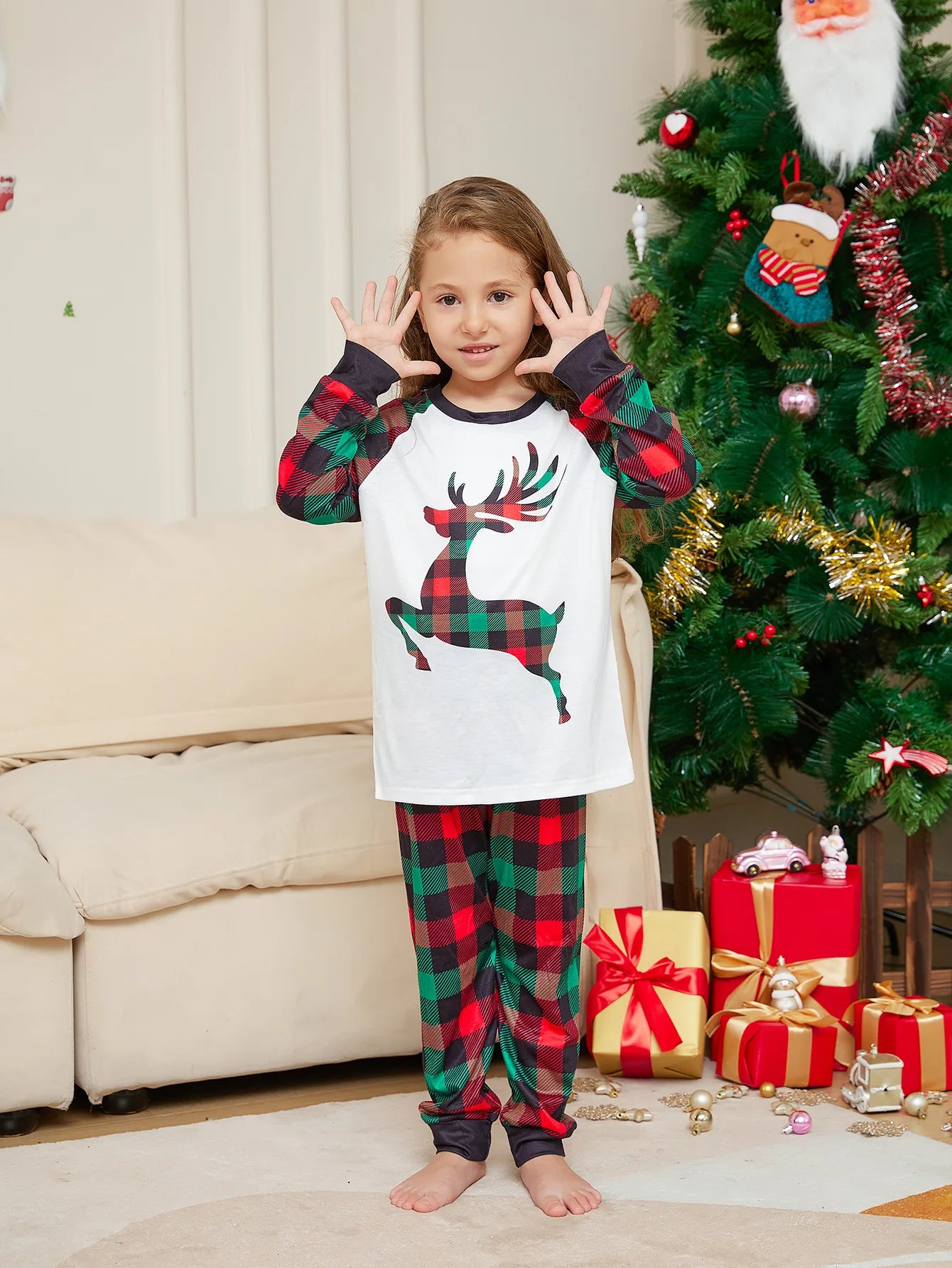 Christmas Pajamas Family Matching Outfits Adult And Kids Pyjamas Sets Pants+Deer Print Tops Xmas Sleepwear Baby Boy Girls Romper