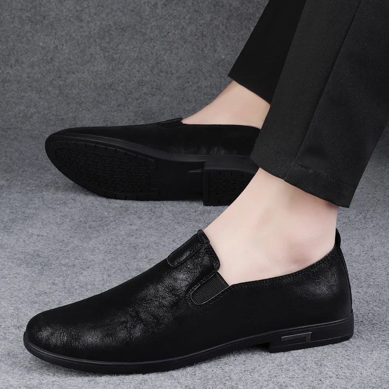 Amay High Quality Leather Men Casual Shoes Italian Luxury Brand Mens Loafers Breathable Formal Mens Dress Shoes Slip-on Driving Shoes