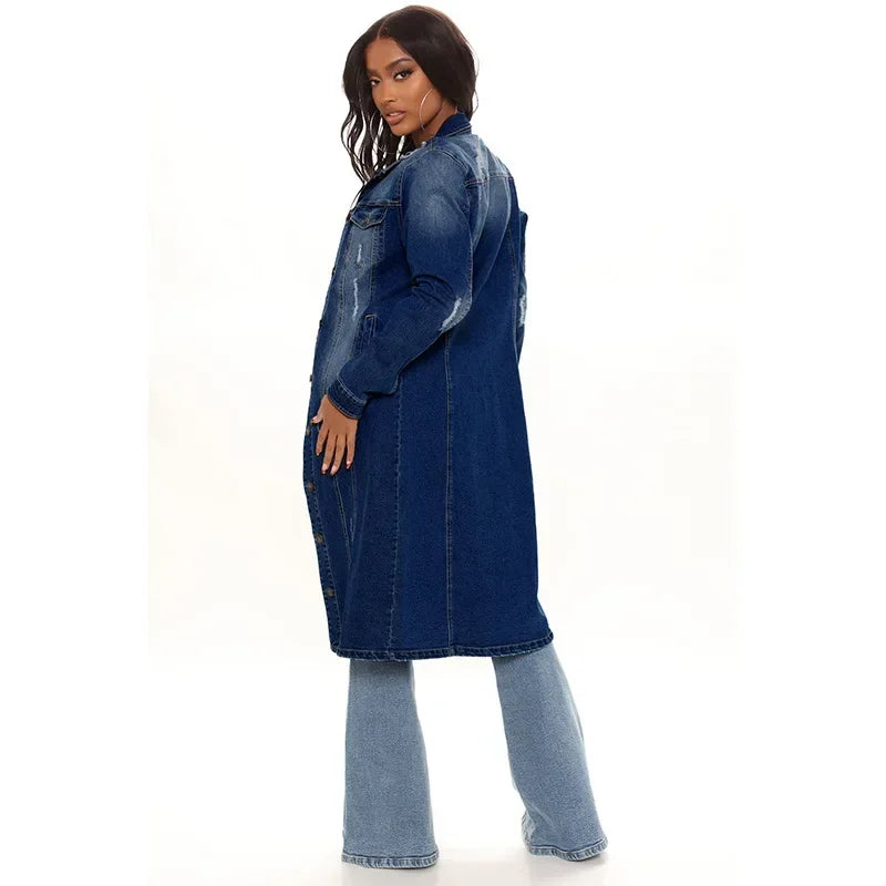 Maxy Cotton Denim Coat Women Spring Autumn Ropa Cardigan Jeans Long Gothic Bomber Jacket Windbreaker Y2k Women Jackets Elegant