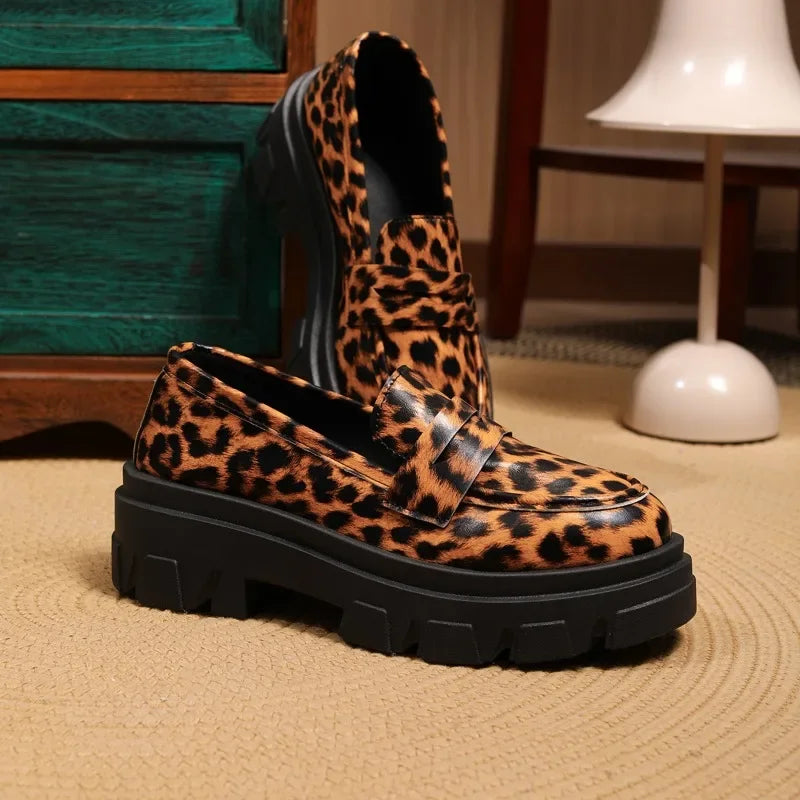 Amay Ladies Shoes high quality loafers Women's High heels Fashion leopard print Office and Career hot sale Plus Size heels women