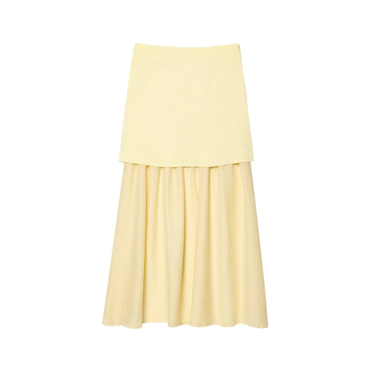 TRAFZA Women 2 Piece Set V-Neck Sleeveless Button Knitted Vest Top+Elegant Splicing High Waist Zipper Long Skirts Holiday Suits