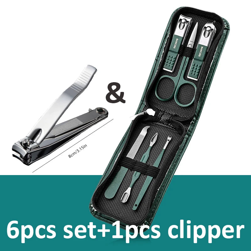 Maxy 6-9 Pcs Manicure Set with Leather Case Professional Foot and Face Care Tool Kits Stainless Steel Nail Clipper Sets Gift