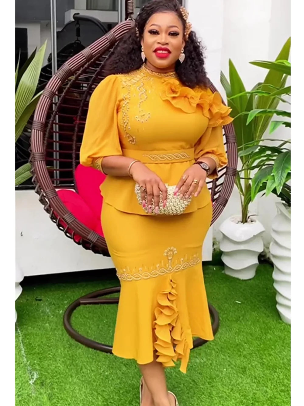 Maxy 2 PCS Set Africa Clothes African Skirts And Top for Women Ankara Wedding Gown Outfits Plus Size Lady Party Dresses
