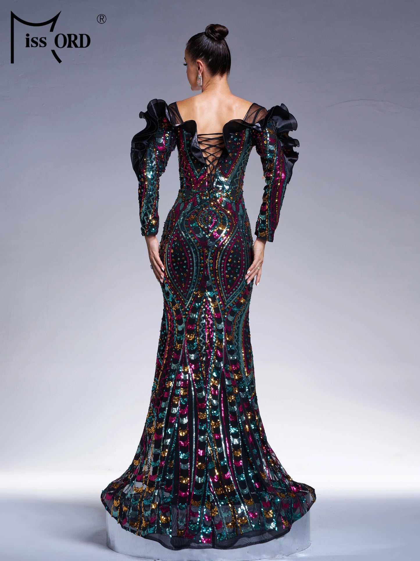 Maxy New Black Church Off Shoulder Sequin Geometric Mermaid Evening Cocktail Wedding Birthday Party Formal Occasion Dress