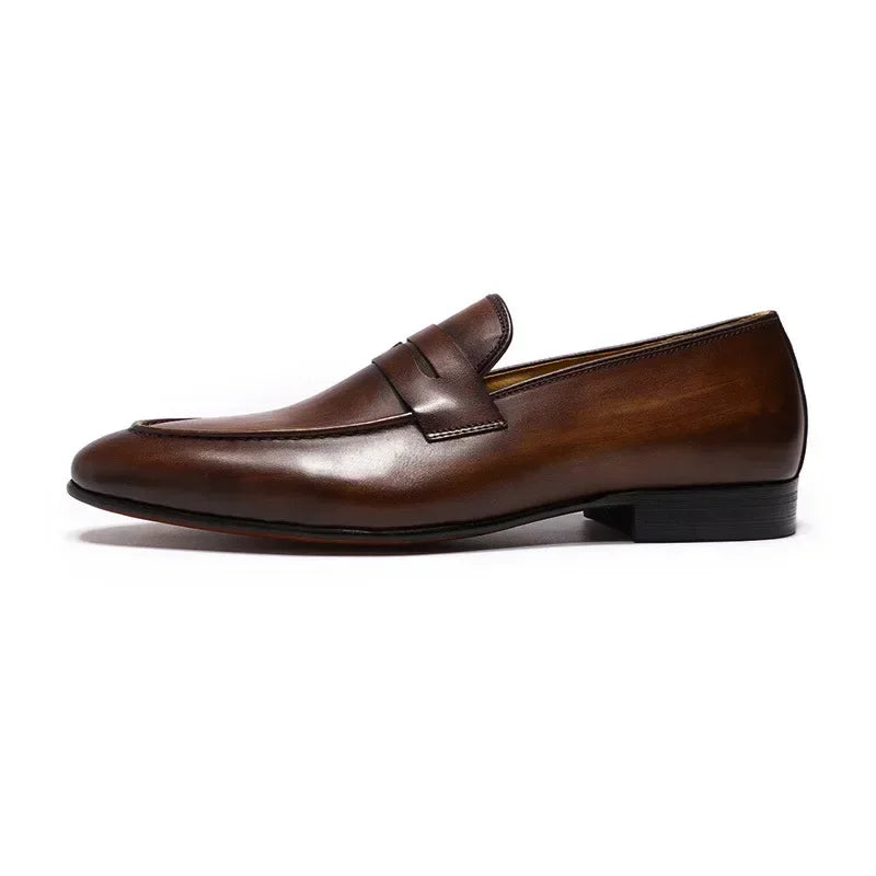 Amay Man Moccasins Soft High Quality Men Loafers Shoes Genuine Leather Italian Handmade Formal Business Slip on Dress Shoes