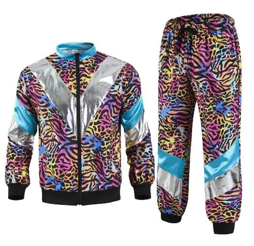 Maxy Disco Tracksuit 2pcs Jogging Wear Retro Style Carnival Theme Party Suit Live Cosplay Jacket and Pants  cosplay costumes