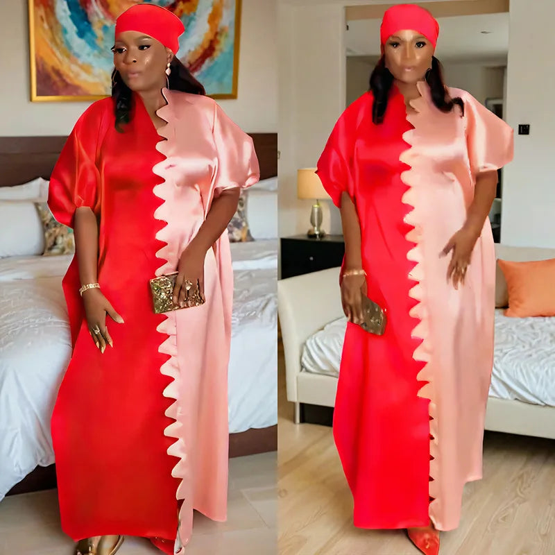 Maxy Dresses for Women Satin Clothing Ankara Dashiki Boubou Robe Turkey Kaftan Dubai Abaya Wedding Muslim Gown