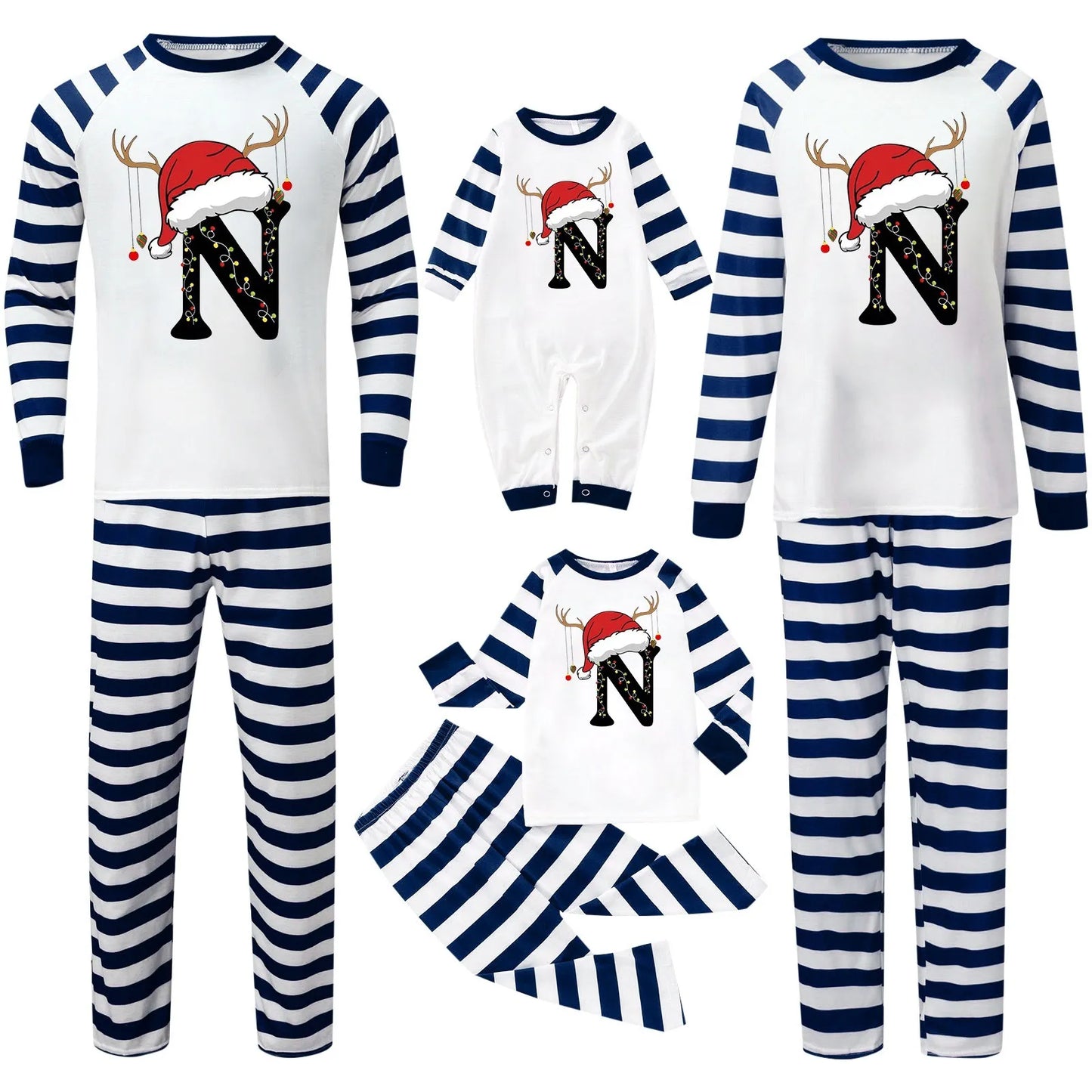 Family Matching Outfits Christmas Homewear Cute Vacation Christmas Print 2Piece Pajamas Sets Romper Holiday Sleepwear Nightwear