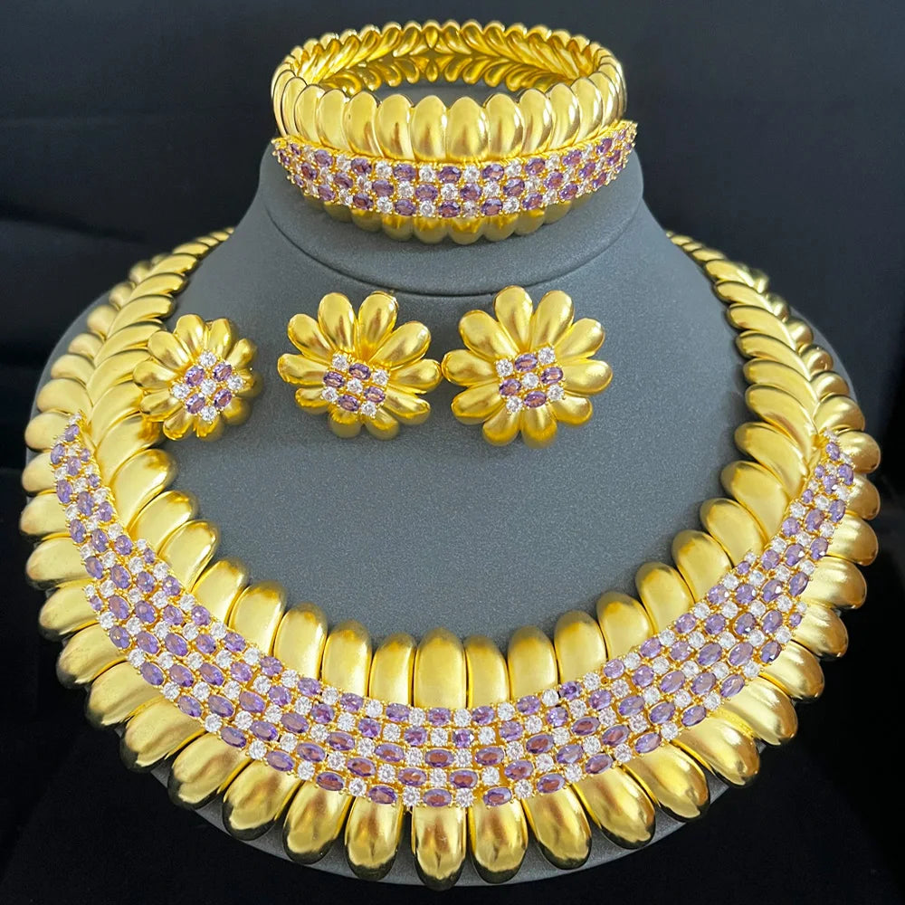 Maxy Famous Brand Bling Sequins Luxury Jewelry Sets For Women Wedding Party Zircon Wedding Bridal Jewelry Set