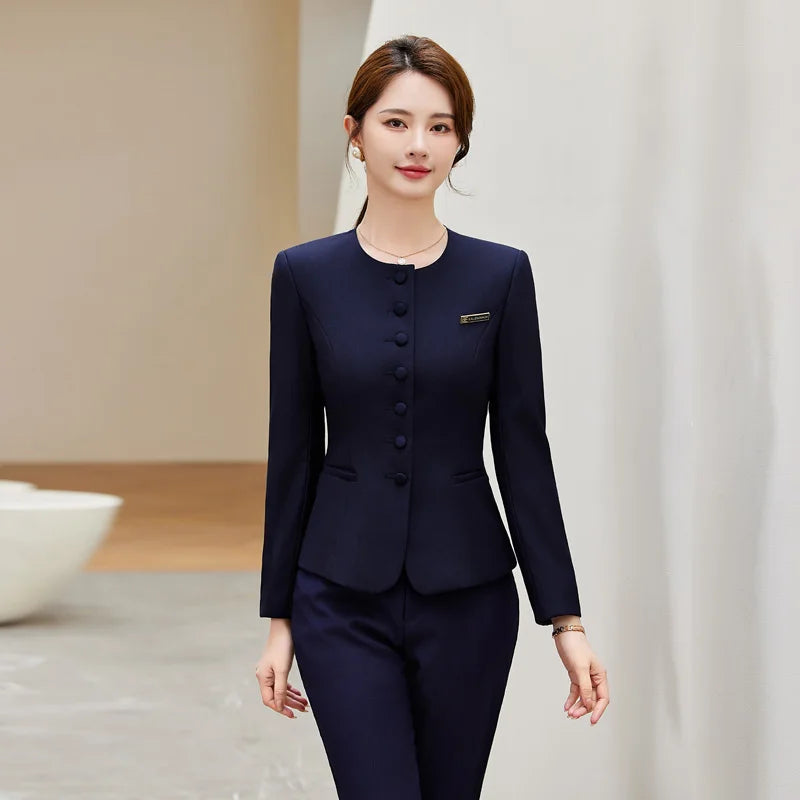 Maxy Formal Skirt Suits Two Piece Set Women Office Ladies Single Button Slim Blazer High Waisted Suits Skirt Work Wear
