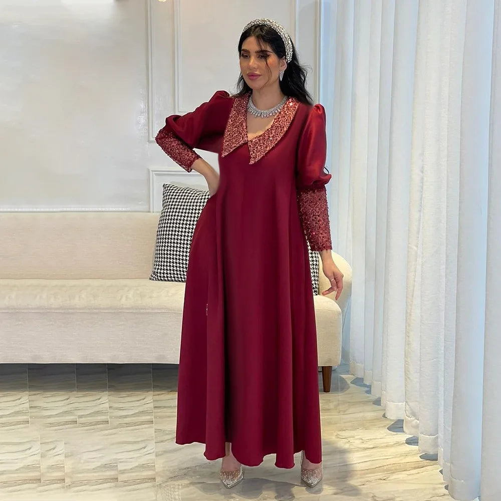 Amay Eid Sequin Abayas for Women Muslim Maxy Dress Dubai Abaya Ramadan Islam Jalabiya Caftan Marocain Femme Turkey Kaftan Gown