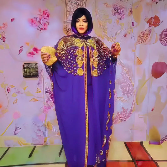 Maxy Luxury chiffon two-piece set African dress woman loose women's dress rhinestone large size dresses for women bubu dress african